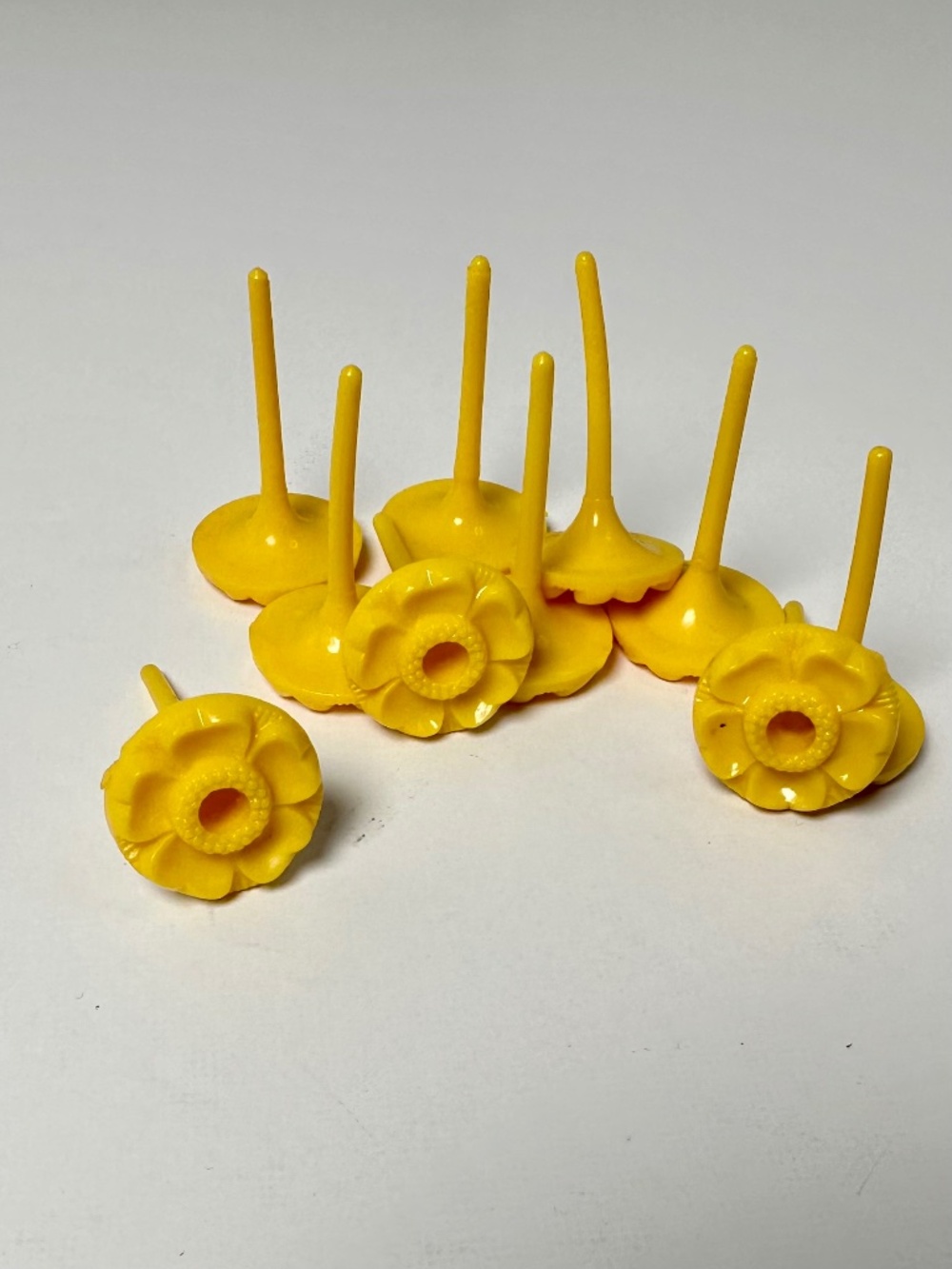 10 Vintage Yellow Flower Birthday Candle Holders Cake Picks Retro